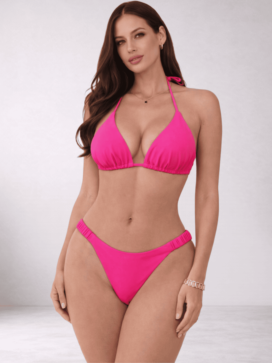 Traje de baño de 2 piezas Rosa Fucsia